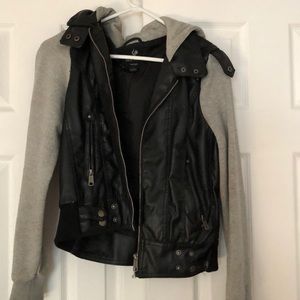 Hoodie & Leather jacket
